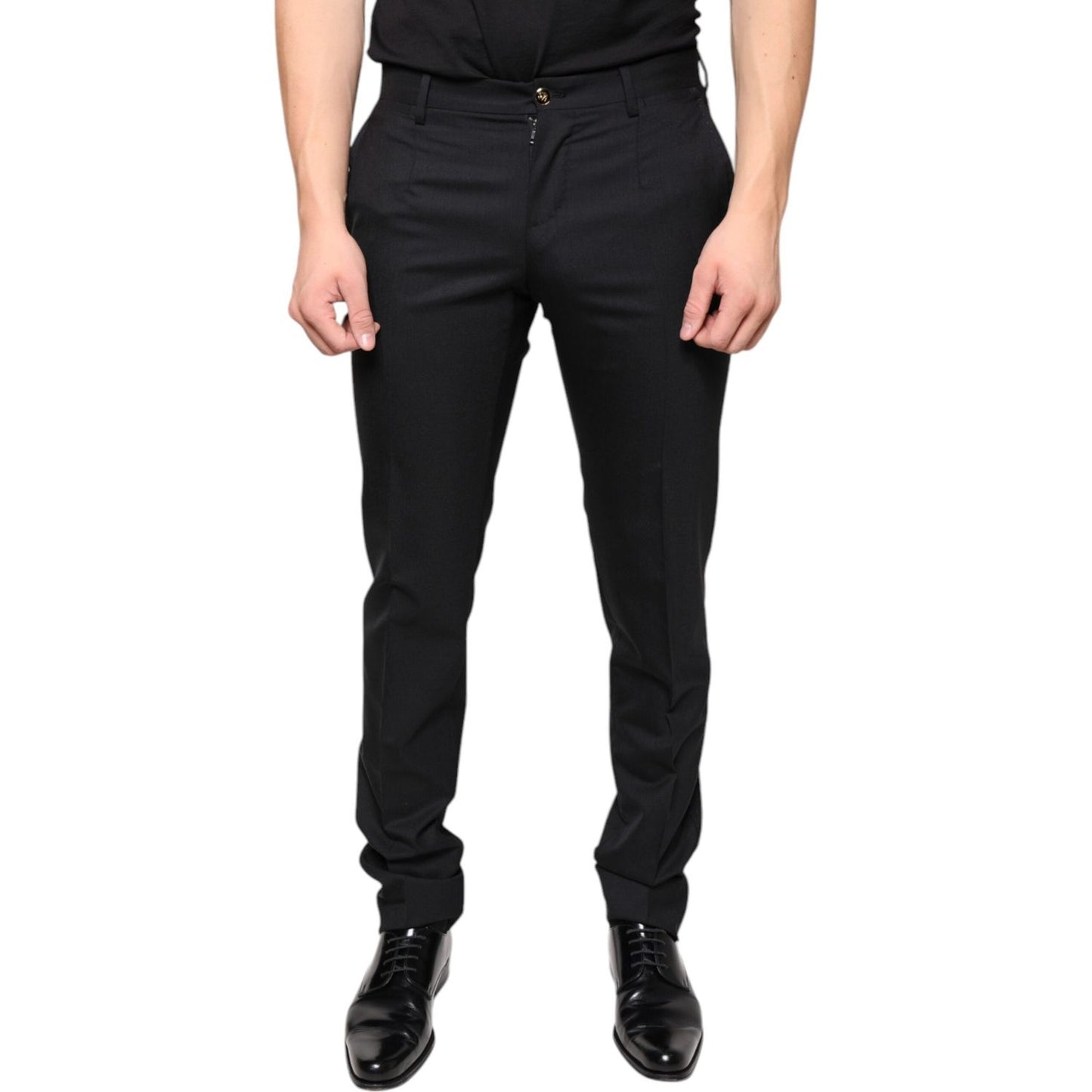 Dolce & Gabbana Black Wool Skinny Men Dress Pants PAN75337-46