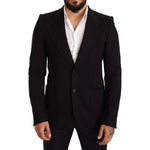 Dolce & Gabbana Black Wool Slim Fit Coat Jacket Blazer JKT2841-48