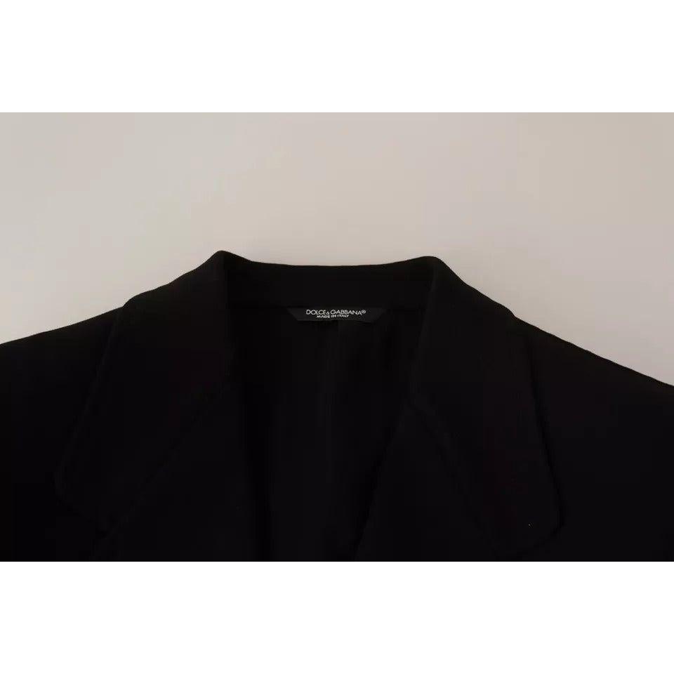Dolce & Gabbana Black Wool Slim Fit Coat Jacket Blazer JKT2841-48