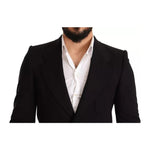 Dolce & Gabbana Black Wool Slim Fit Coat Jacket Blazer JKT2841-48