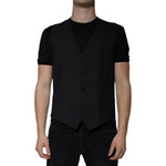 Dolce & Gabbana Black Wool Waistcoat Dress Formal Vest TSH87112-52