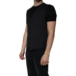 Dolce & Gabbana Black Wool Waistcoat Dress Formal Vest TSH87112-52