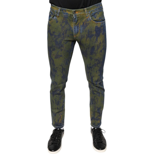 Dolce & Gabbana Blue Cotton Dye Slim Fit Men Denim Jeans PAN75606-48