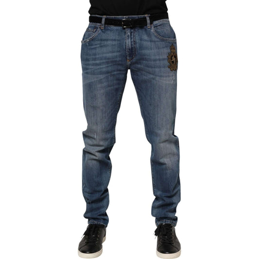 Dolce & Gabbana Blue Logo Embroidery Denim Jeans PAN76400-56