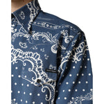 Dolce & Gabbana Blue White Bandana Print Cotton Casual Shirt TSH7927-40