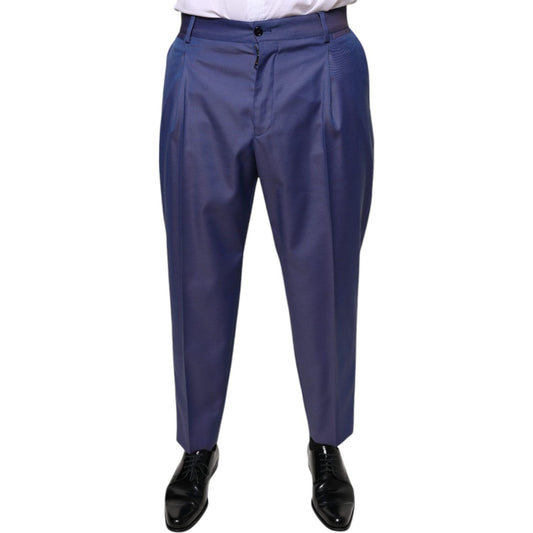 Dolce & Gabbana Blue Wool Tapered Formal Dress Pants PAN75352-48
