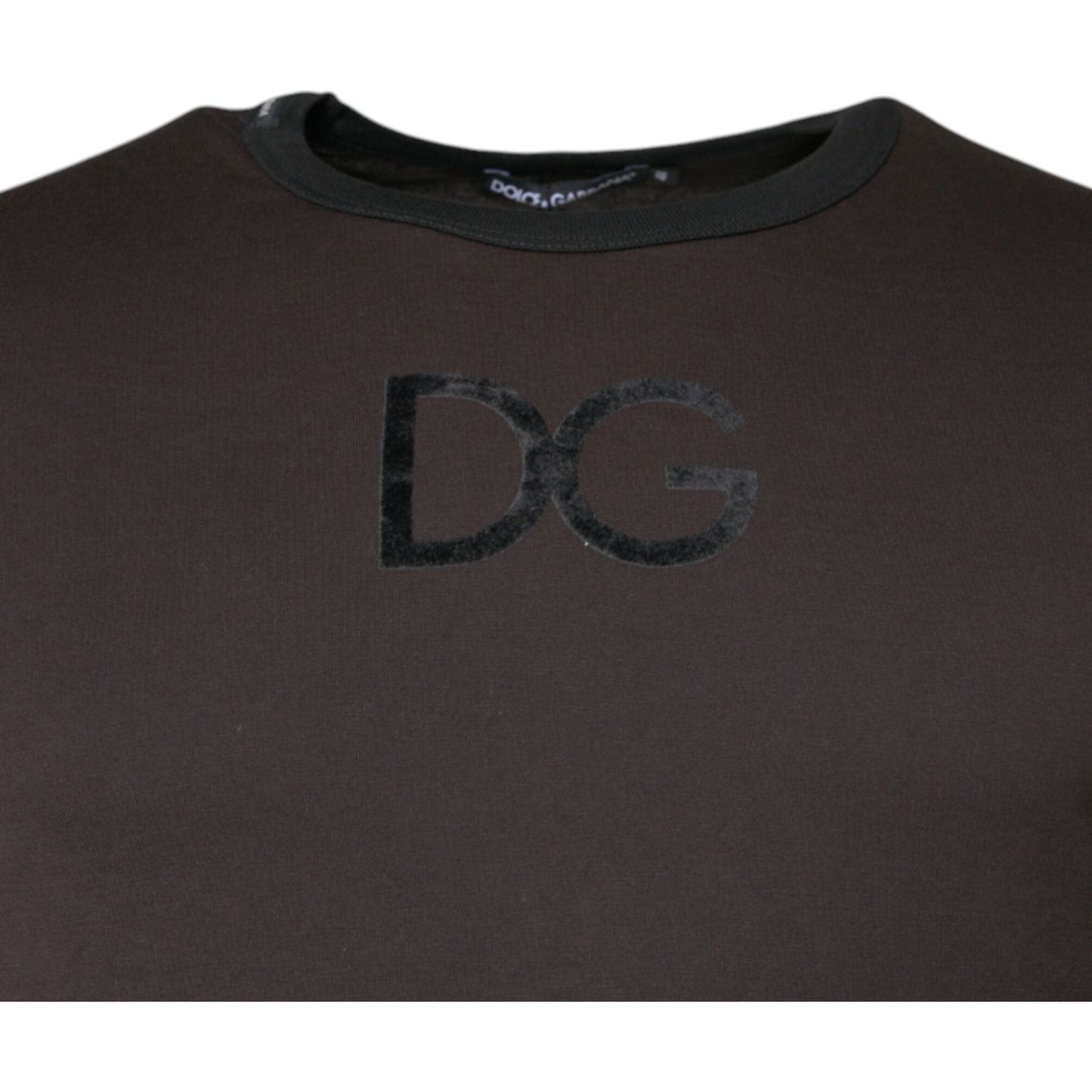 Dolce & Gabbana Brown Logo Cotton Crew Neck Pullover Sweater TSH86924-44