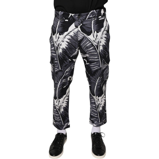 Dolce & Gabbana Gray Banana Leaf Cotton Stretch Capri Pants PAN75563-46