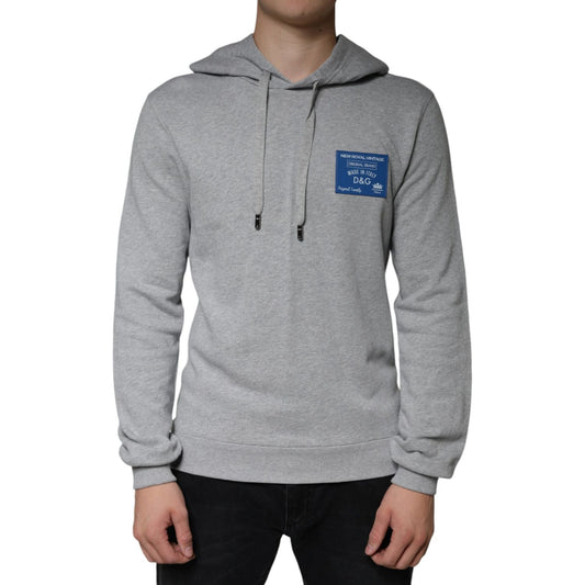 Dolce & Gabbana Gray Cotton Logo Hooded Sweatshirt Sweater TSH7912-44