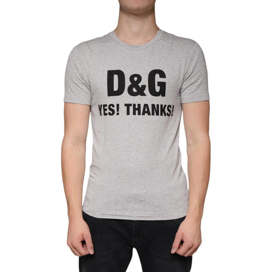 Dolce & Gabbana Gray Logo Print Crewneck Short Sleeve T-shirt TSH6097-44