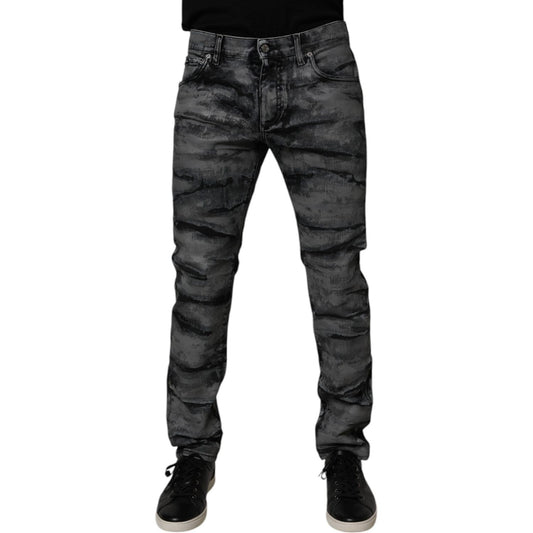 Dolce & Gabbana Gray Tie Dye Cotton Skinny Men Denim Jeans PAN75188-48