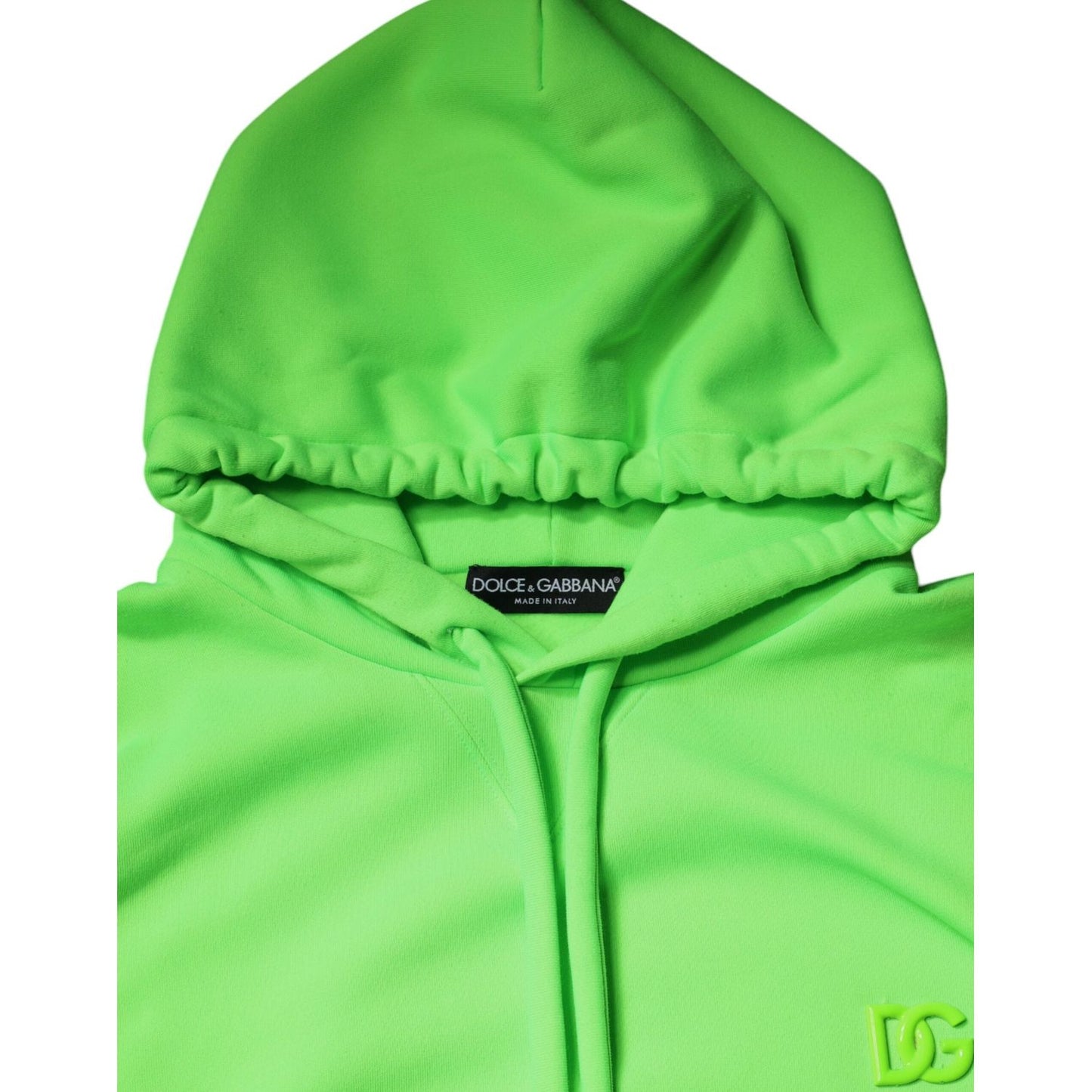 Dolce & Gabbana Green Logo Hooded Pullover Men Sweatshirt Sweater TSH87161-56