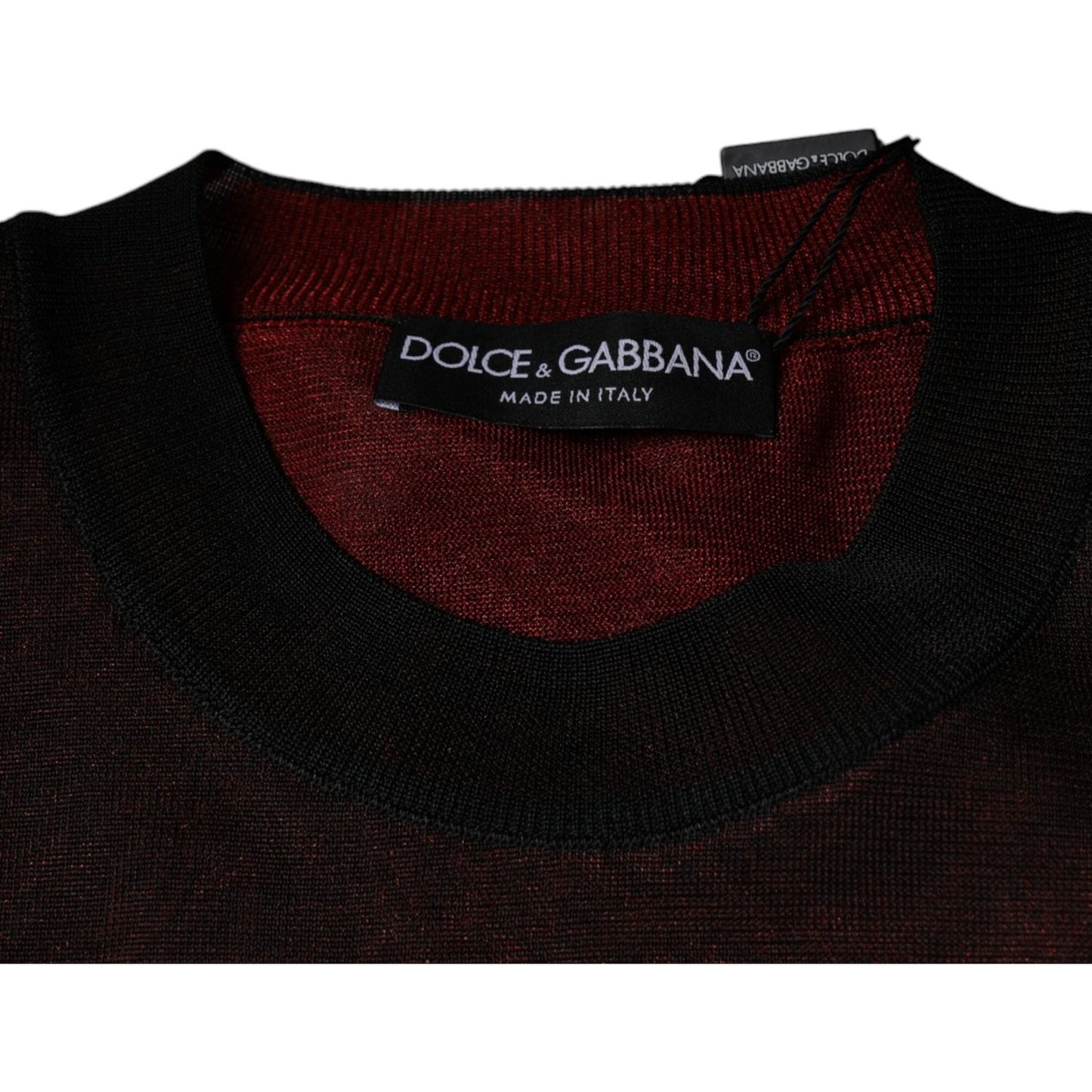 Dolce & Gabbana Maroon Polyester Crew Neck Pullover Sweater TSH86901-48