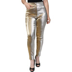 Dolce & Gabbana Metallic Gold High Waist Skinny Pants Dolce & Gabbana Rosy Brown