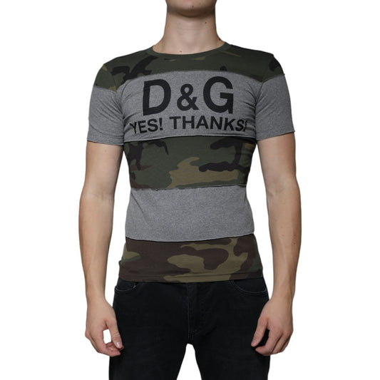 Dolce & Gabbana Multicolor Camouflage Cotton Crew Neck T-shirt TSH86588-44