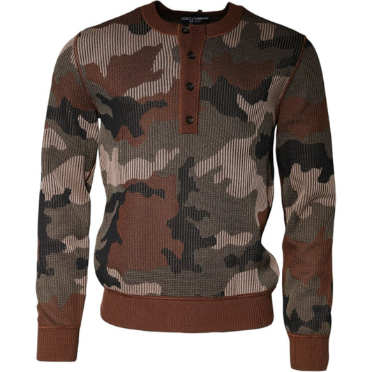 Dolce & Gabbana Multicolor Camouflage Men Pullover Sweater TSH86978-48