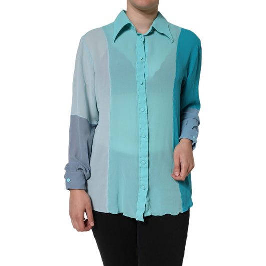Dolce & Gabbana Multicolor Long Sleeve Button Blouse Top c-46
