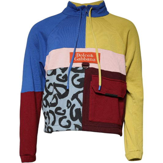 Dolce & Gabbana Multicolor Patchwork Men Sweatshirt Sweater TSH86966-46