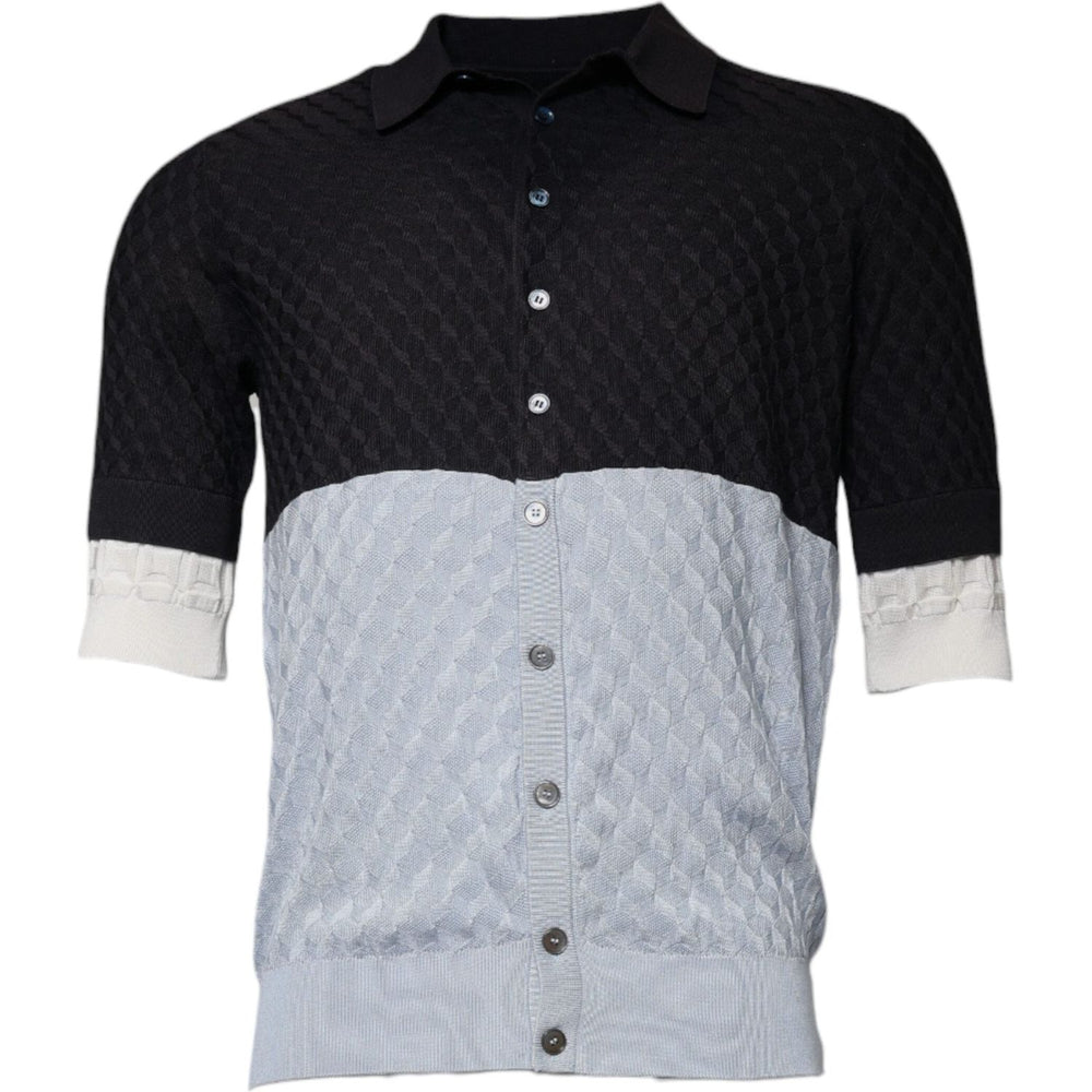 Dolce & Gabbana Multicolor Silk Button Down Collared T-shirt TSH86911-48