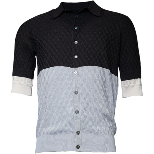 Dolce & Gabbana Multicolor Silk Button Down Collared T-shirt TSH86911-48