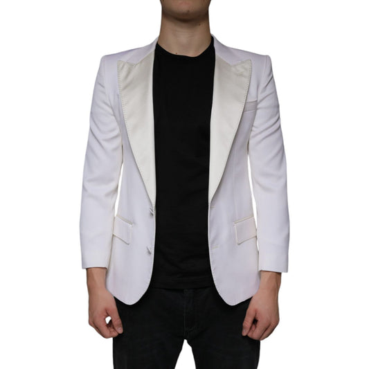 Dolce & Gabbana Off White Wool Single Breasted Dress Blazer JKT4082-46
