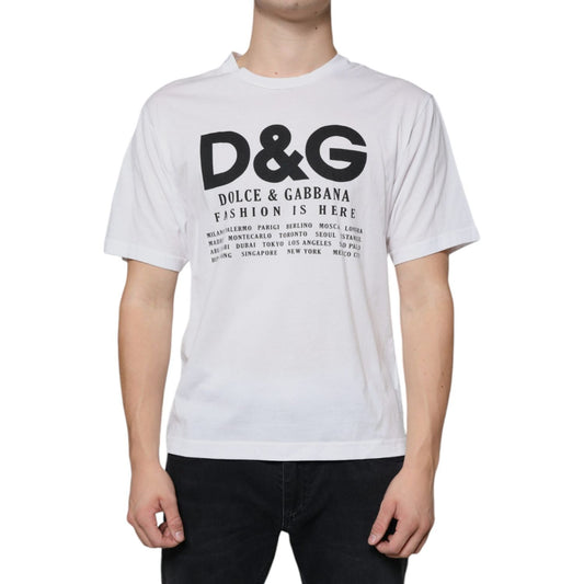 Dolce & Gabbana White Cotton DG Logo Print Casual T-shirt TSH86678-46