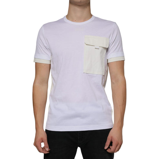 Dolce & Gabbana White Cotton Pocket Short Sleeves T-shirt TSH86668-48