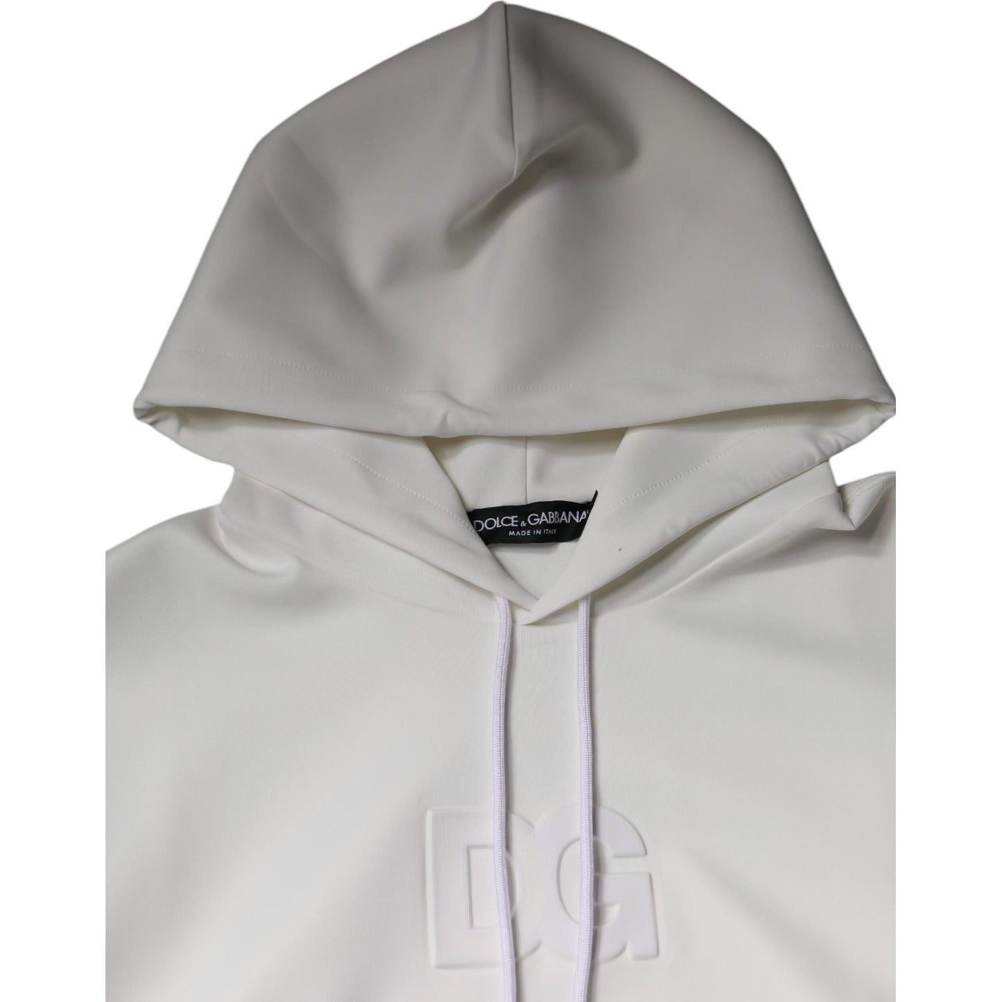 Dolce & Gabbana White DG Logo Hooded Men Sweatshirt Sweater TSH86973-44