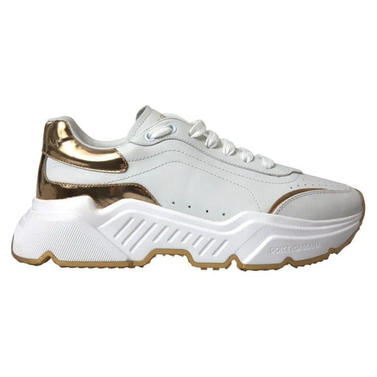 Dolce & Gabbana White Gold Leather Men Sneakers DAYMASTER Shoes LA5319#1-36