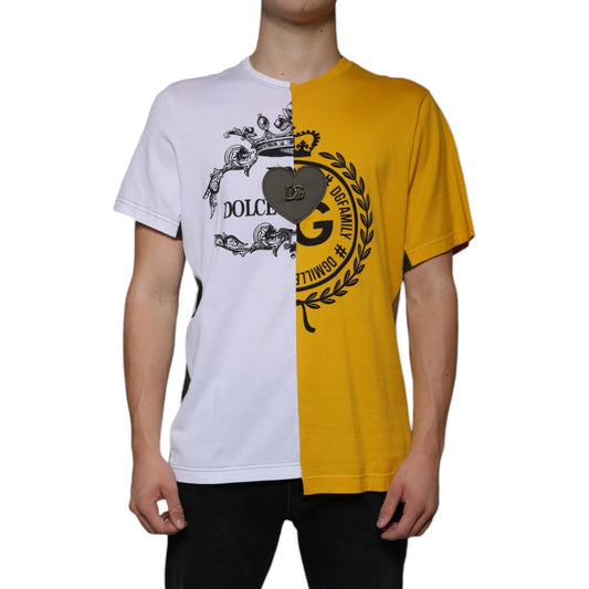Dolce & Gabbana White Yellow Logo Print Short Sleeve T-shirt TSH86586-50