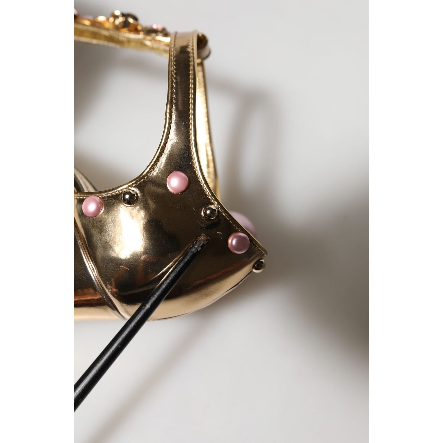 Dolce & Gabbana Gold Embellished Vally Heels Sandals Shoes