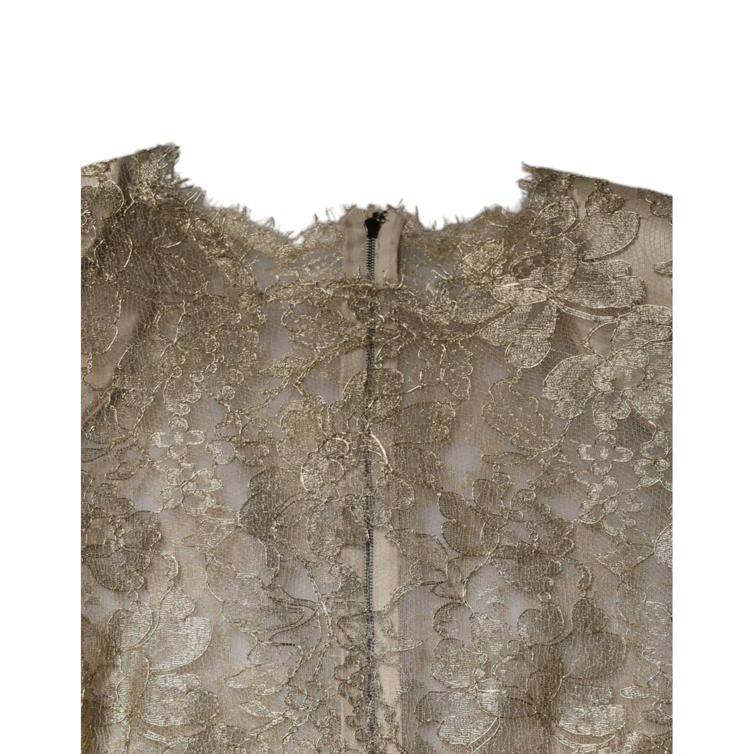 Dolce & Gabbana Gold Floral Lace A-line Sheath Mini Dress