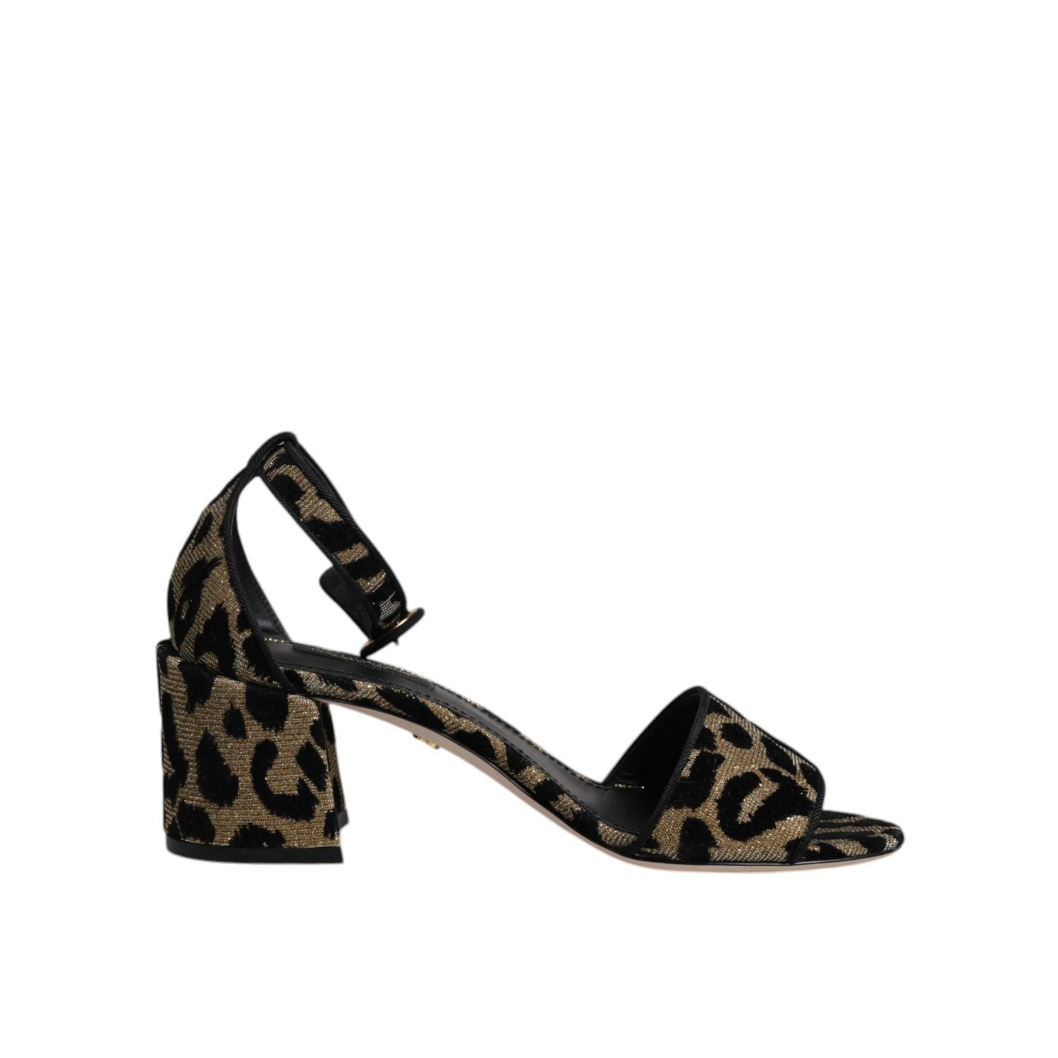 Dolce & Gabbana Gold Leopard Ankle Strap Heels Sandals Shoes