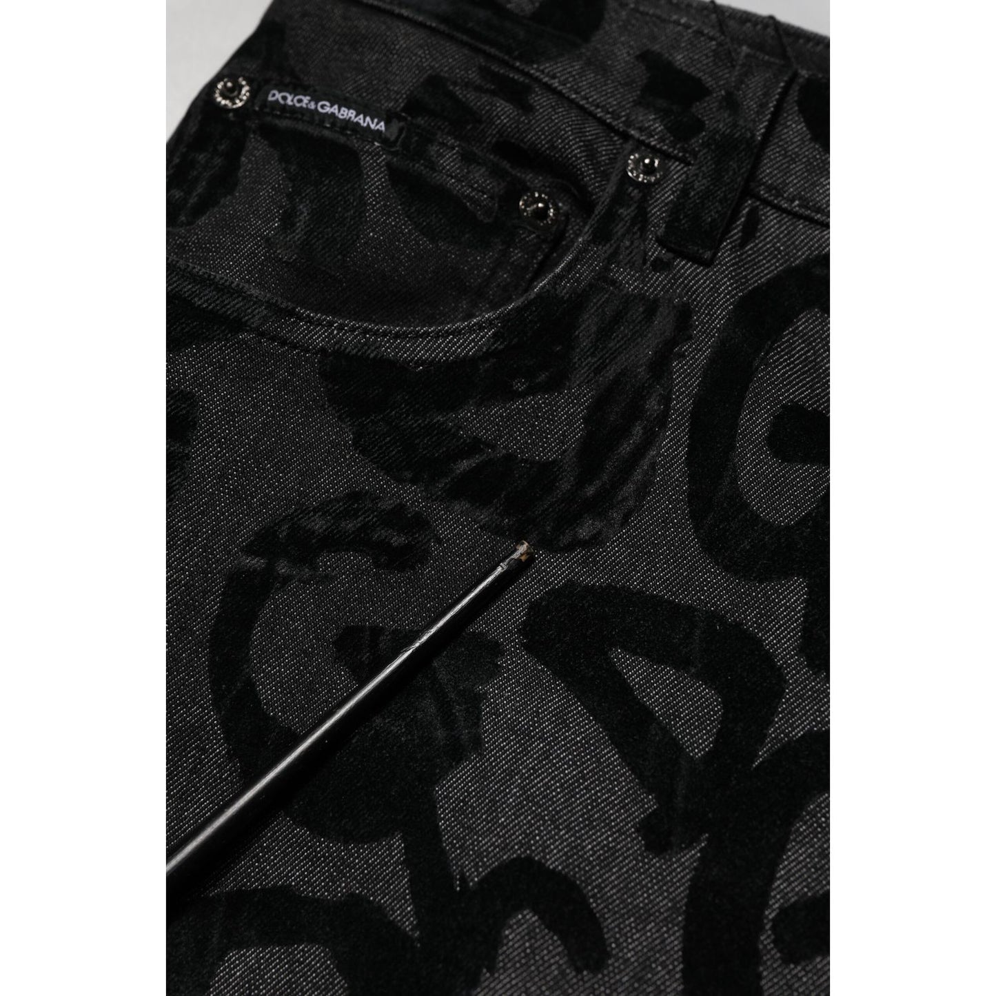 Dolce & Gabbana Gray Cotton DG Logo Straight Men Denim Jeans