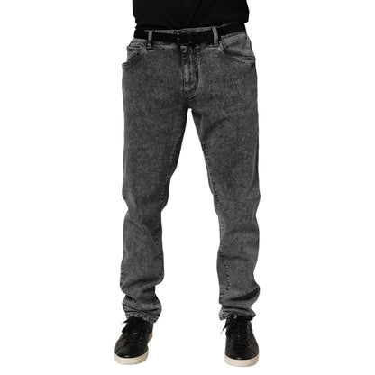 Dolce & Gabbana Gray Cotton Slim Fit Denim Trouser Jeans