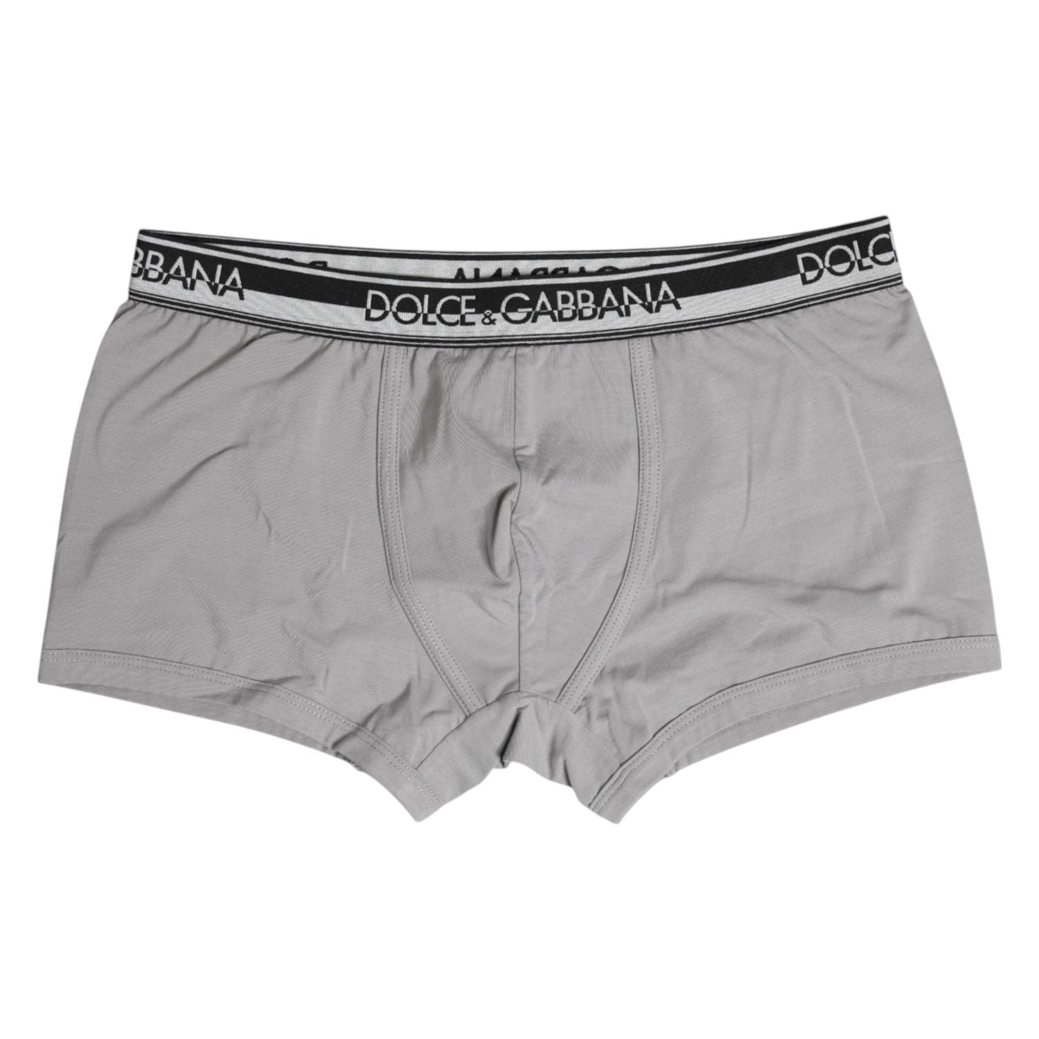 Dolce & Gabbana Gray Cotton Stretch Regular Boxer Underwear
