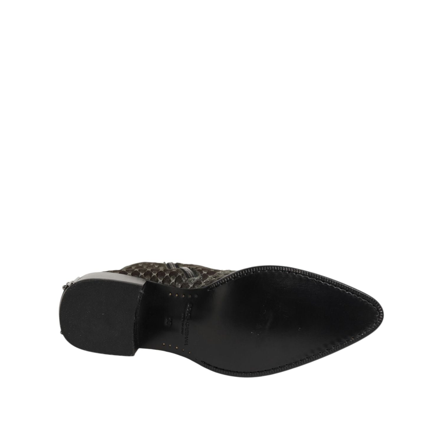 Dolce & Gabbana Gray Cotton Velvet Mid Calf Short Boots Shoes