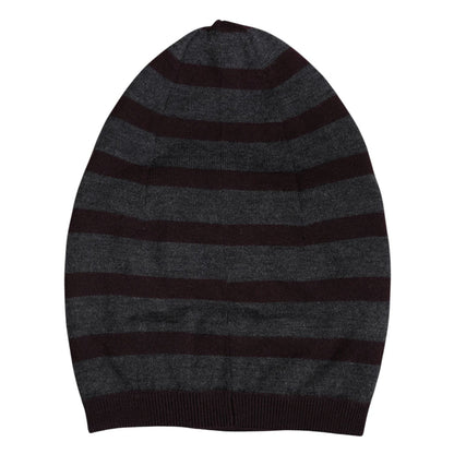 Dolce & Gabbana Gray Striped Wool Knitted Winter Beanie Hat, 100% Virgin Wool, Made in Italy, new with tags, men's fashion accessory