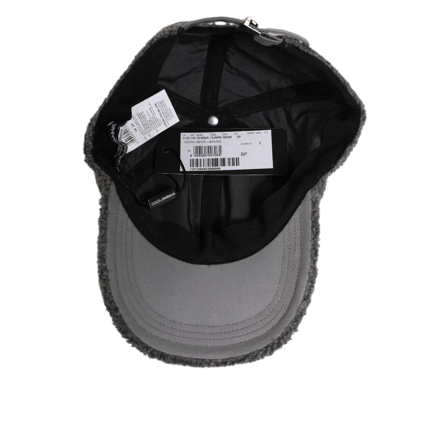 Dolce & Gabbana Gray Wool Fleece Rapper Men Baseball Capello Hat