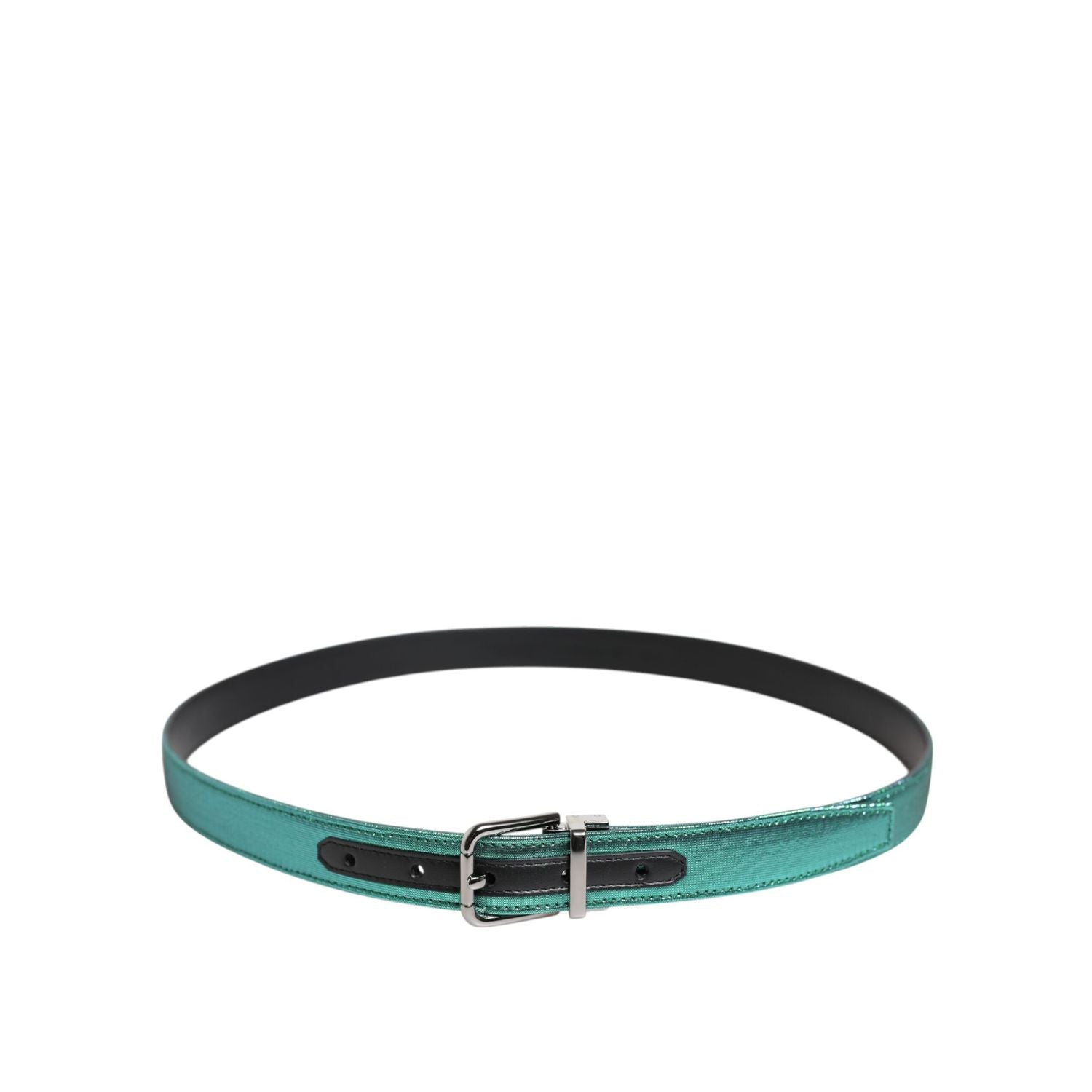 Dolce & Gabbana Green Black Polyester Metal Buckle Belt