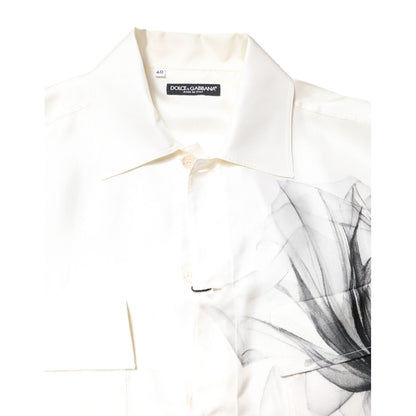 Dolce & Gabbana Ivory Silk Long Sleeves Men Casual Shirt