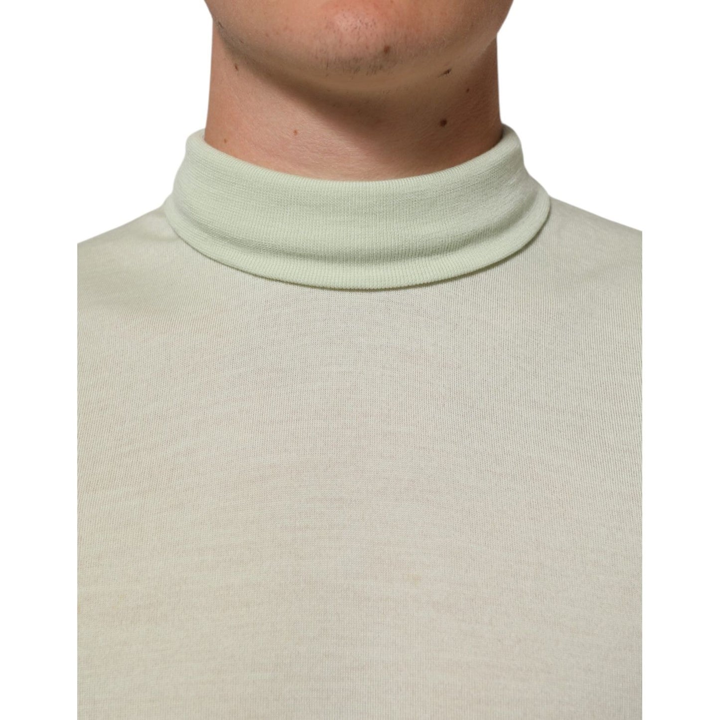 Dolce & Gabbana Light Green Logo TurtleNeck Pullover Sweater