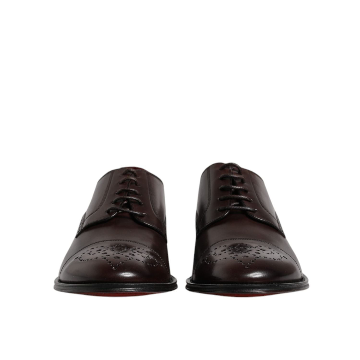 Dolce & Gabbana Maroon Calfskin Leather Derby Men Dress Shoes