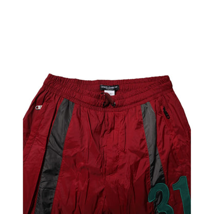 Dolce & Gabbana Maroon Nylon Men Jogger Sweatpants Pants