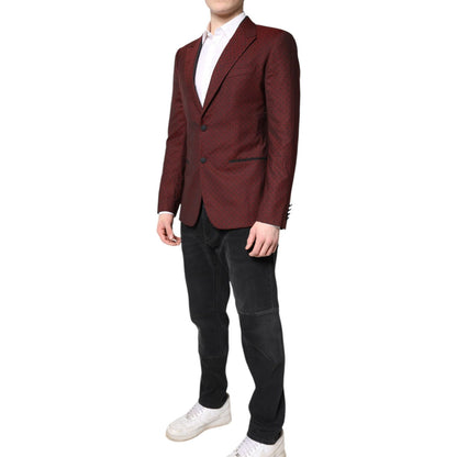 Dolce & Gabbana Maroon Wool Slim Fit Men Coat Jacket Blazer