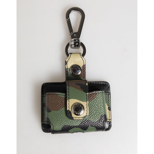 Dolce & Gabbana Multicolor Camouflage Leather Metal Accessory Airpods Case