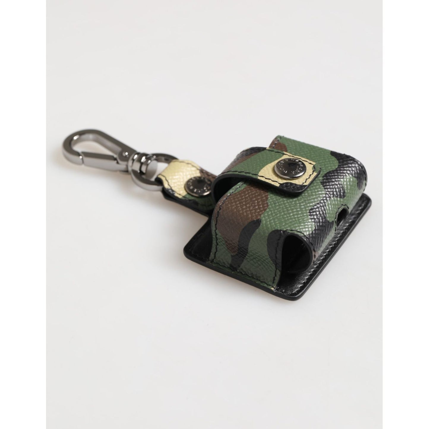 Dolce & Gabbana Multicolor Camouflage Leather Metal Accessory Airpods Case