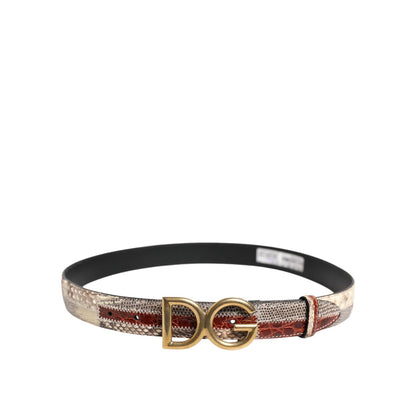 Dolce & Gabbana Multicolor Exotic Leather DG Logo Buckle Belt