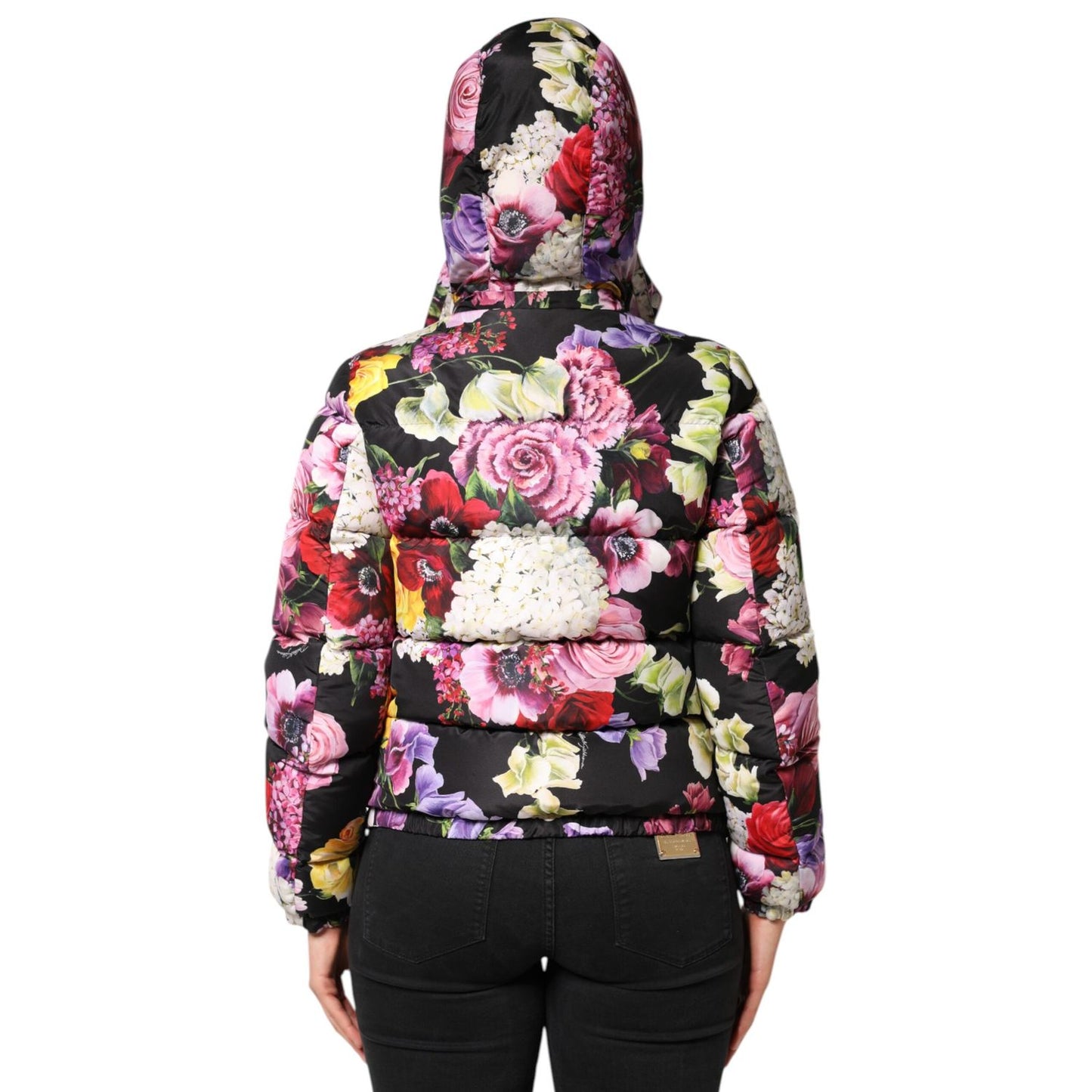 Dolce & Gabbana Multicolor Floral Hooded Puffer Quilted Jacket