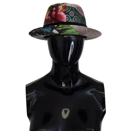 Dolce & Gabbana Multicolor Patchwork Women Fedora Wide Brim Hat, luxury Italian fashion accessory.